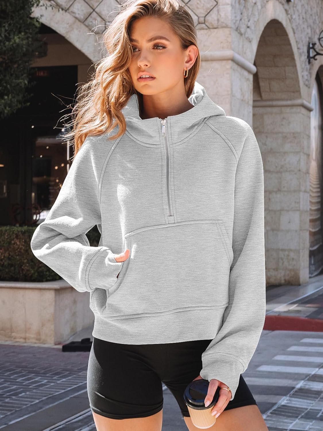 AUTOMET Women's Oversized Fleece Hoodie Zip-Up Sweatshirt Fall 2025 Y2K Workout and Winter Fashion Top
