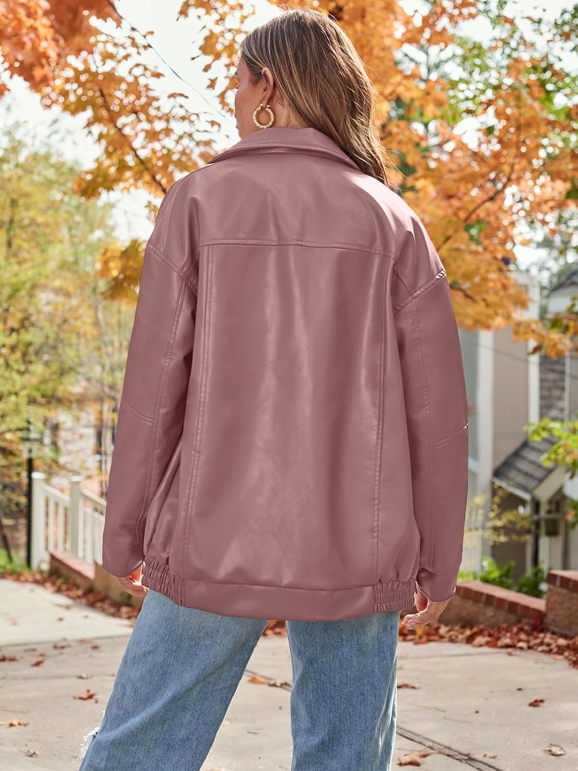 AUTOMET Women's Oversized Faux Suede Leather Jacket Fall Fashion Motorcycle Coat Winter Outfit Y2K Top