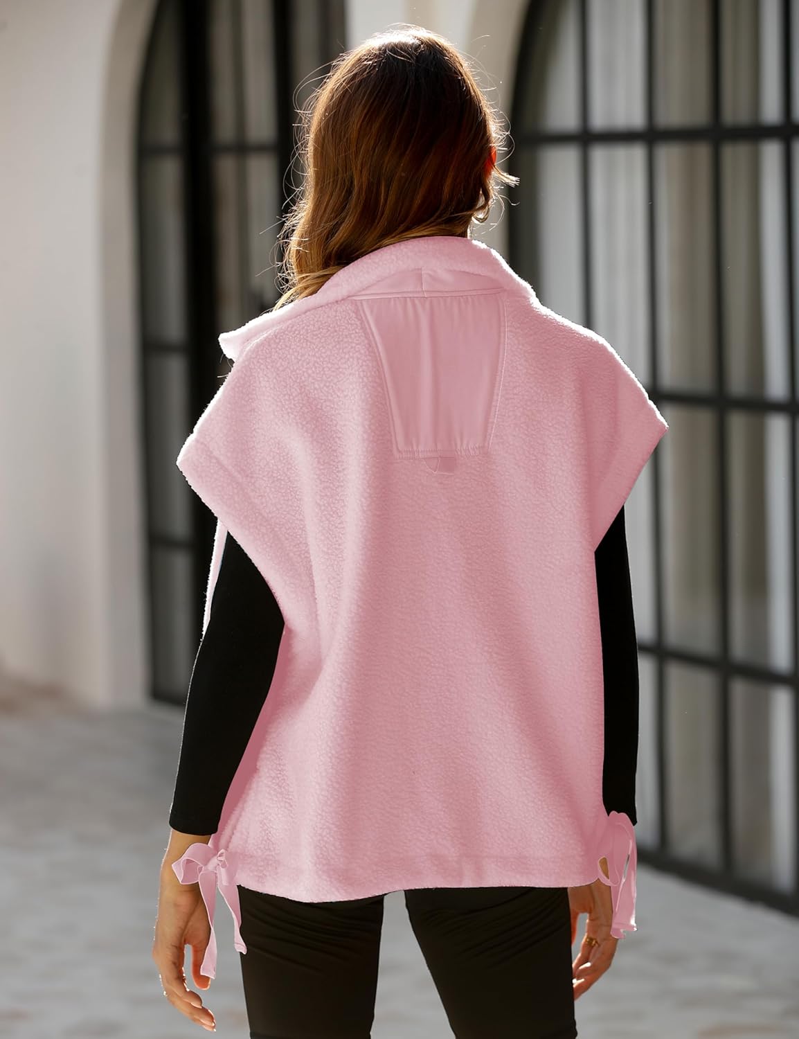 OPCAKM Women's Oversized Fuzzy Fleece Sherpa Vest Button Down Sleeveless Jacket with Pockets