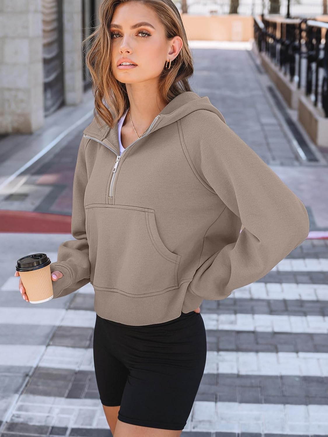 AUTOMET Women's Oversized Fleece Hoodie Zip-Up Sweatshirt Fall 2025 Y2K Workout and Winter Fashion Top