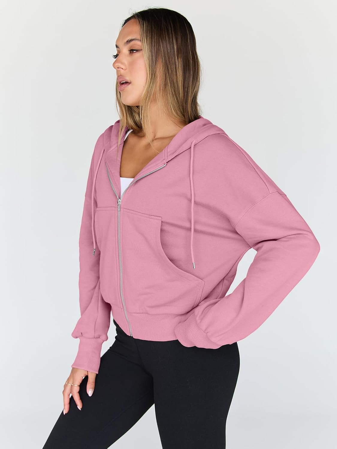 Trendy Queen Women's Cropped Full-Zip Hoodie Sweatshirt Jacket Casual Gym Top Fall 2025 Winter Outfit