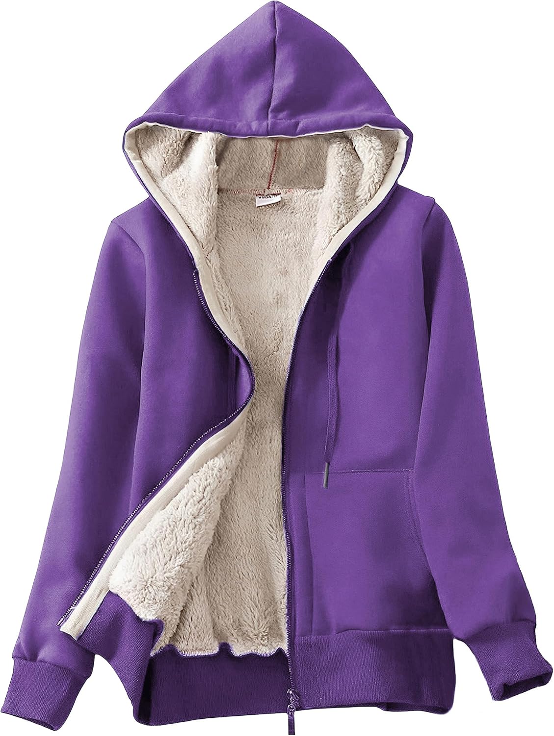 Yeokou Women's Casual Sherpa-Lined Full Zip Hoodie Jacket