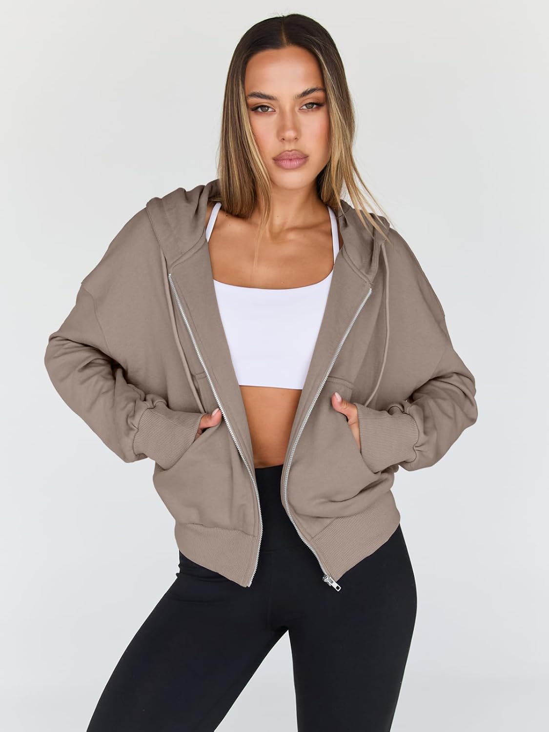 Trendy Queen Women's Cropped Full-Zip Hoodie Sweatshirt Jacket Casual Gym Top Fall 2025 Winter Outfit