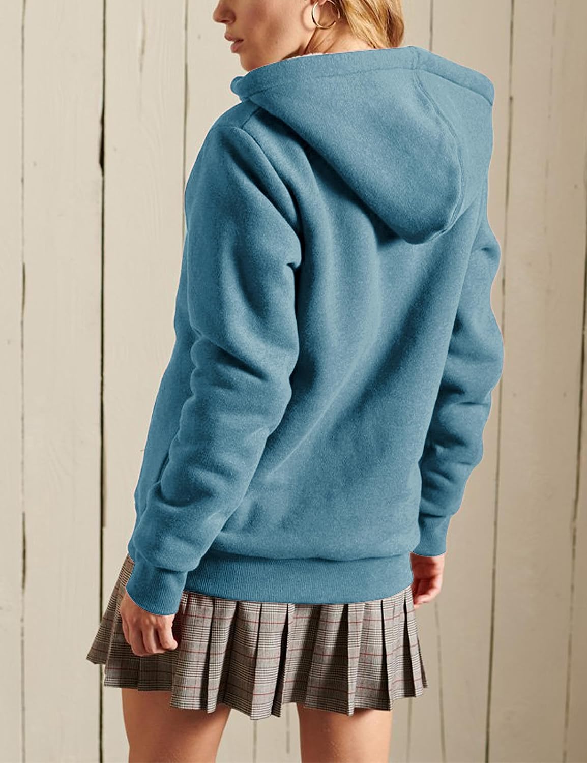 Yeokou Women's Casual Sherpa-Lined Full Zip Hoodie Jacket