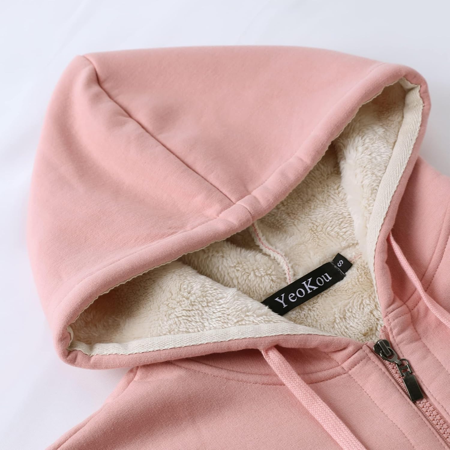 Yeokou Women's Casual Sherpa-Lined Full Zip Hoodie Jacket