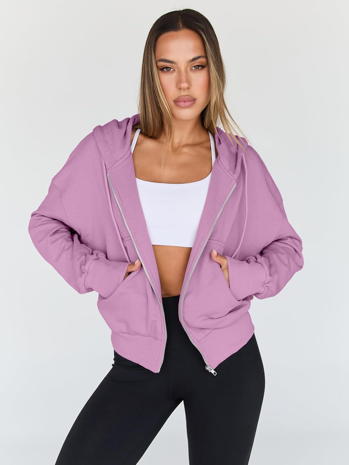 Trendy Queen Women's Cropped Full-Zip Hoodie Sweatshirt Jacket Casual Gym Top Fall 2025 Winter Outfit