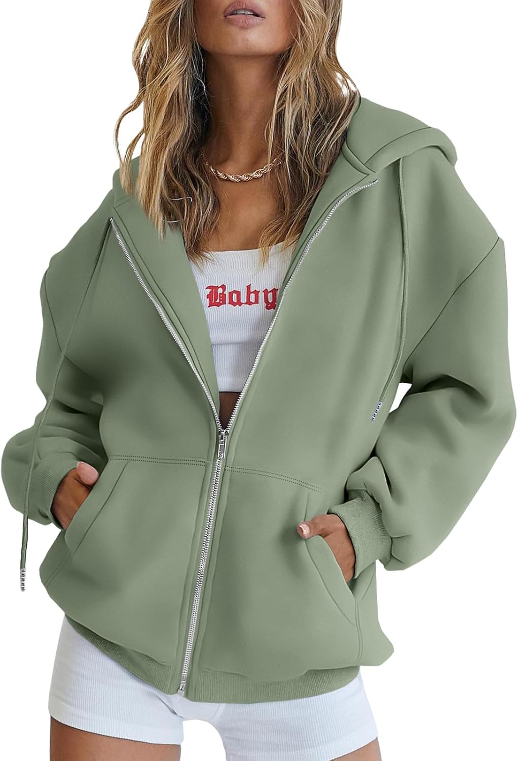 Trendy Queen Women's Oversized Zip-Up Hoodie Sweatshirt Fall 2025 School Fashion Casual Jacket Winter Outfit