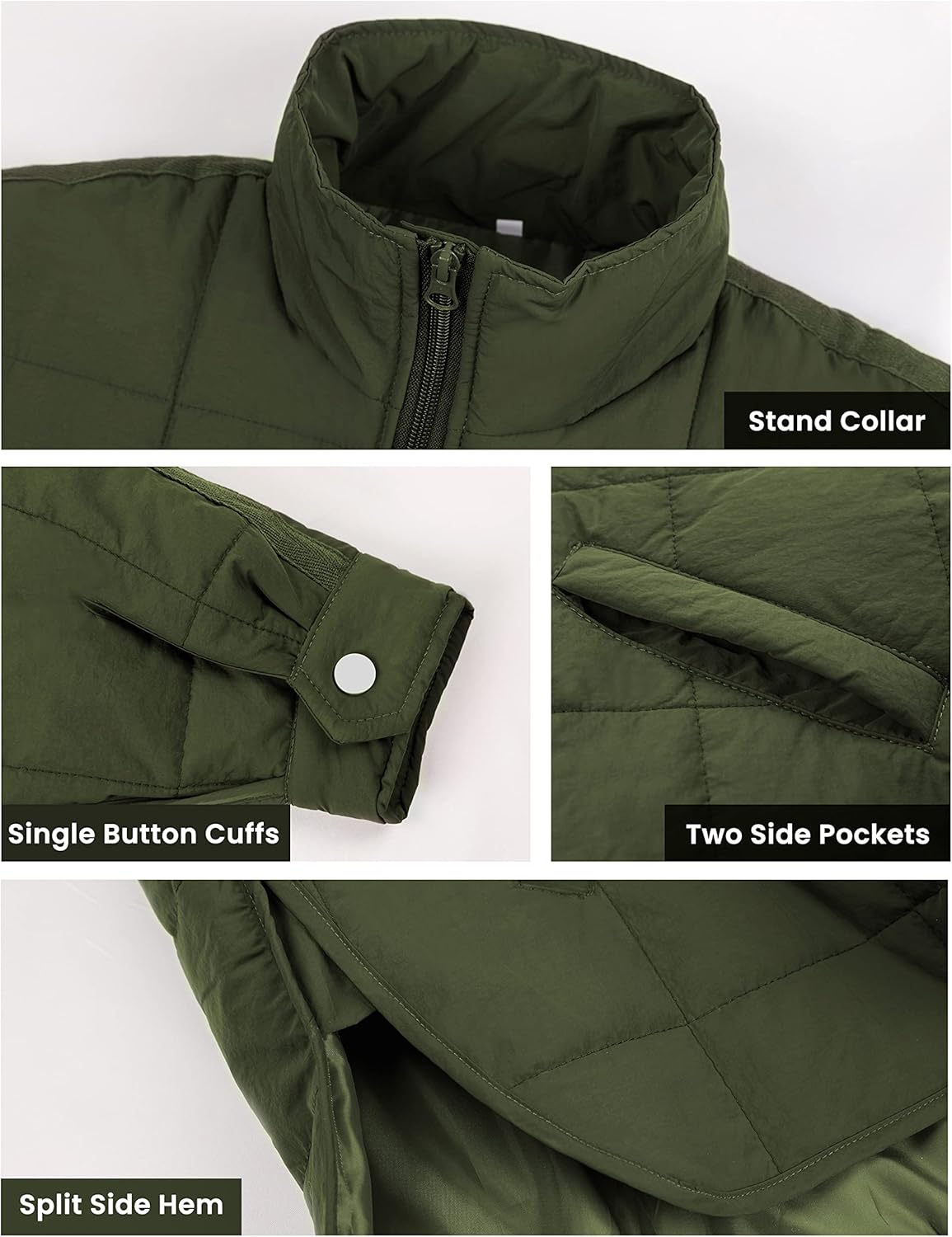 Bianstore Women's Oversized Quilted Splice Lightweight Puffer Jacket Casual Padded Coat