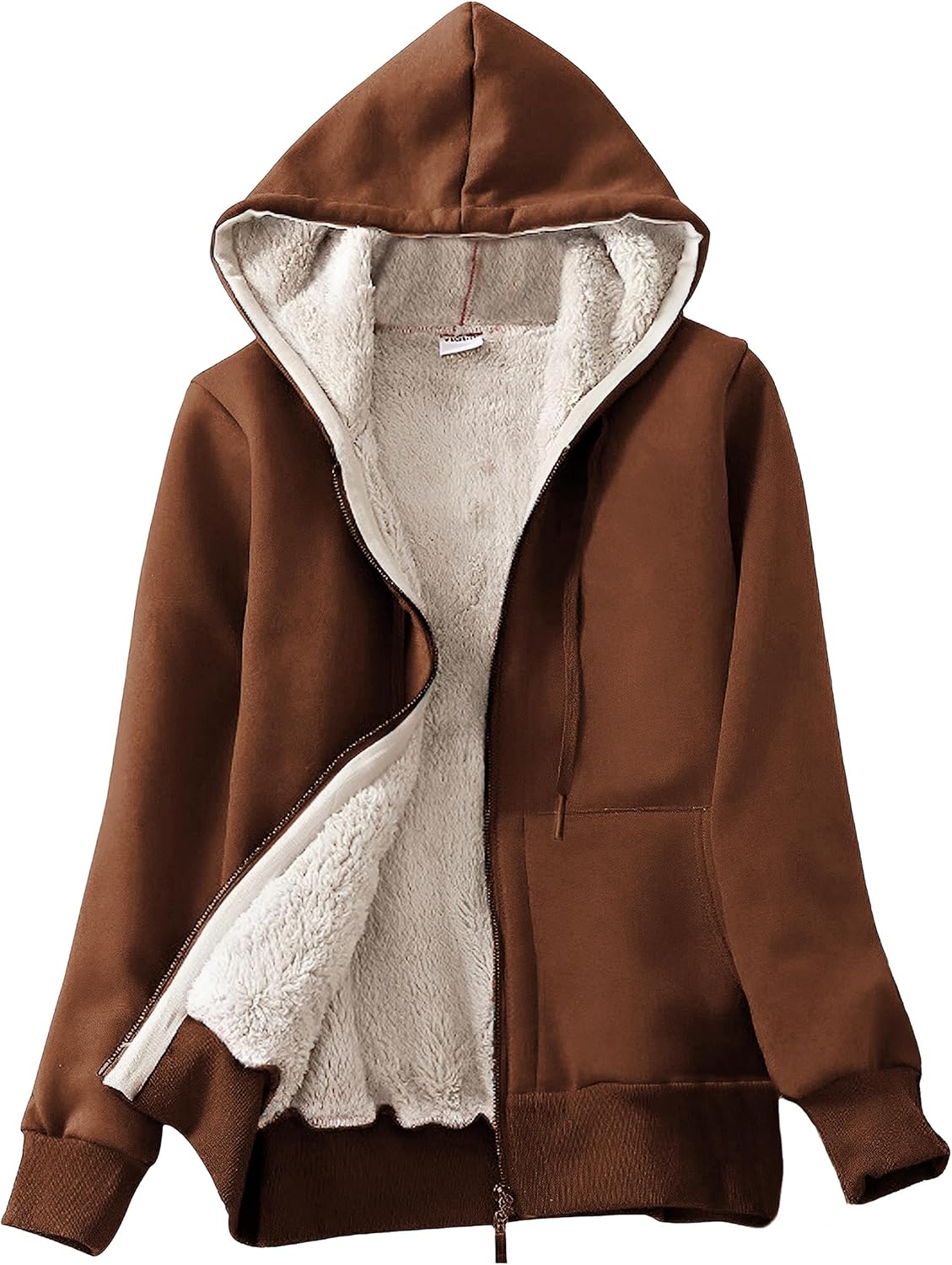 Yeokou Women's Casual Sherpa-Lined Full Zip Hoodie Jacket