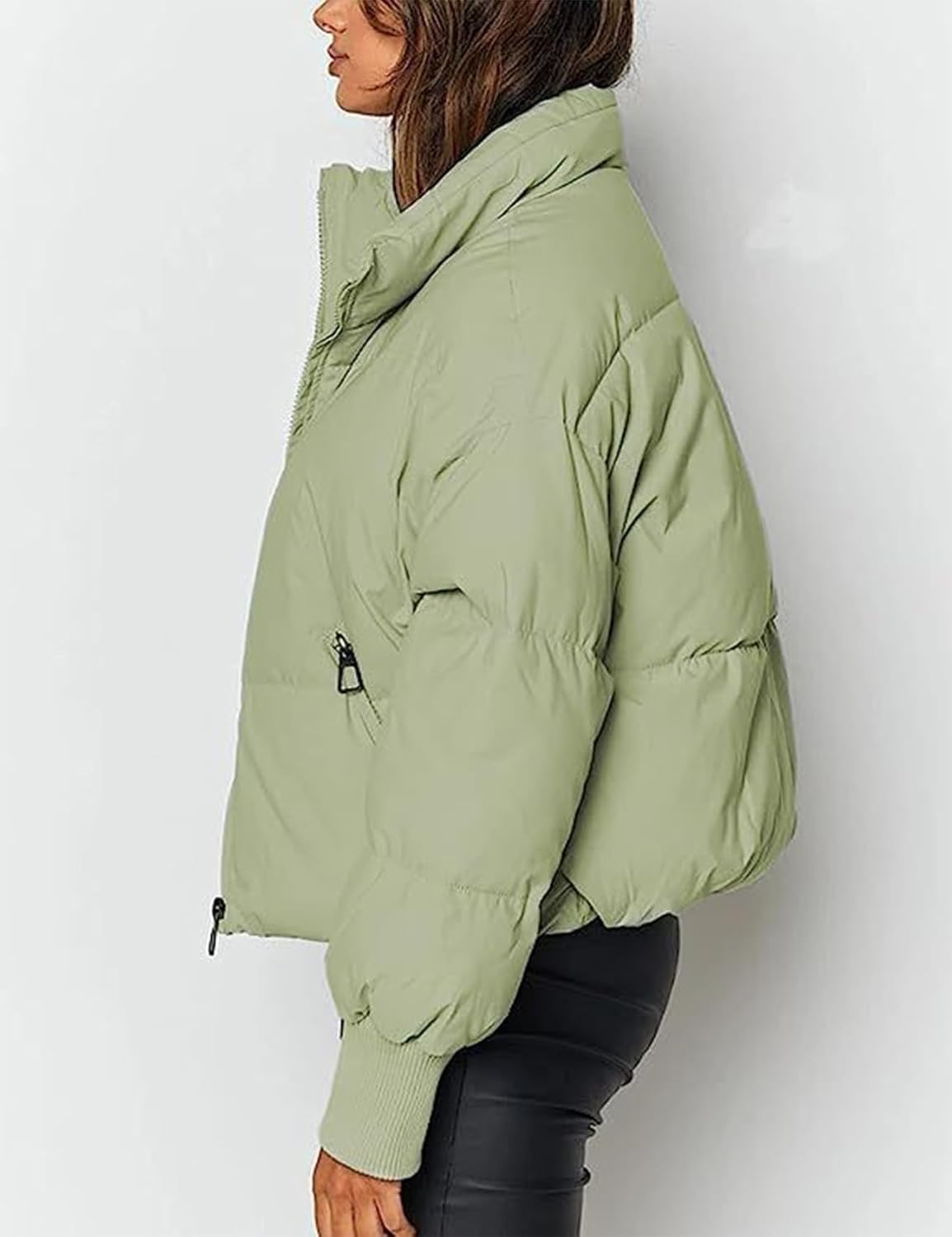 Gihuo Women's 2025 Cropped Quilted Puffer Jacket Short Warm Winter Coat