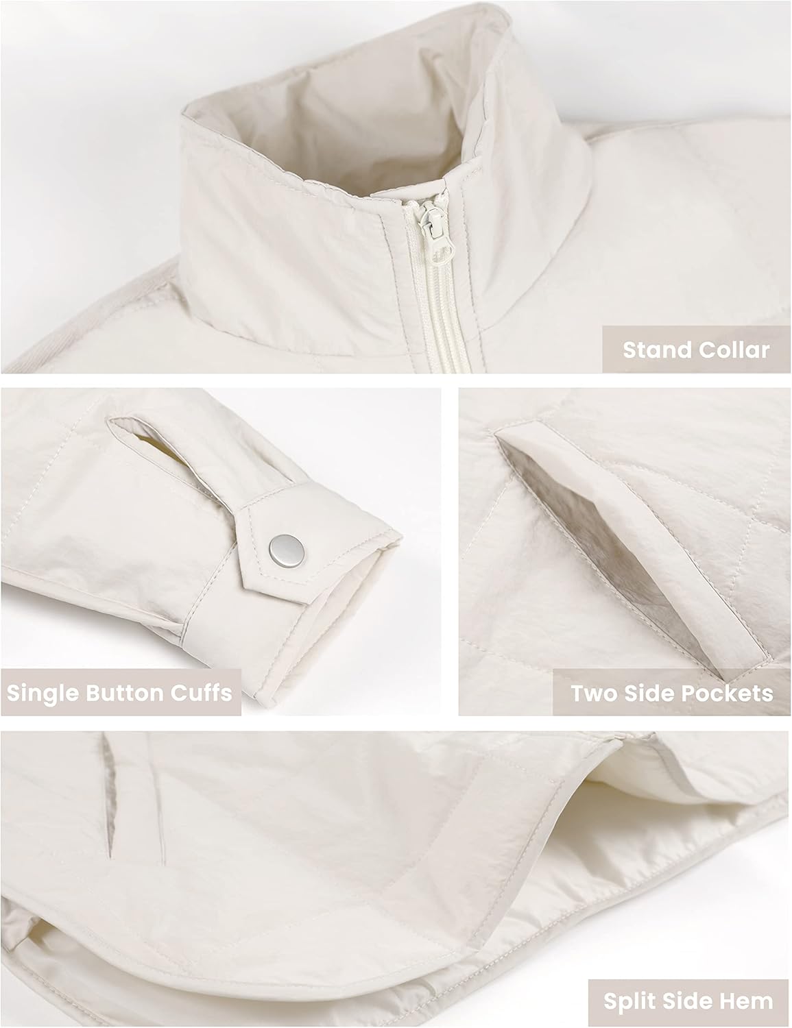 Bianstore Women's Oversized Quilted Splice Lightweight Puffer Jacket Casual Padded Coat