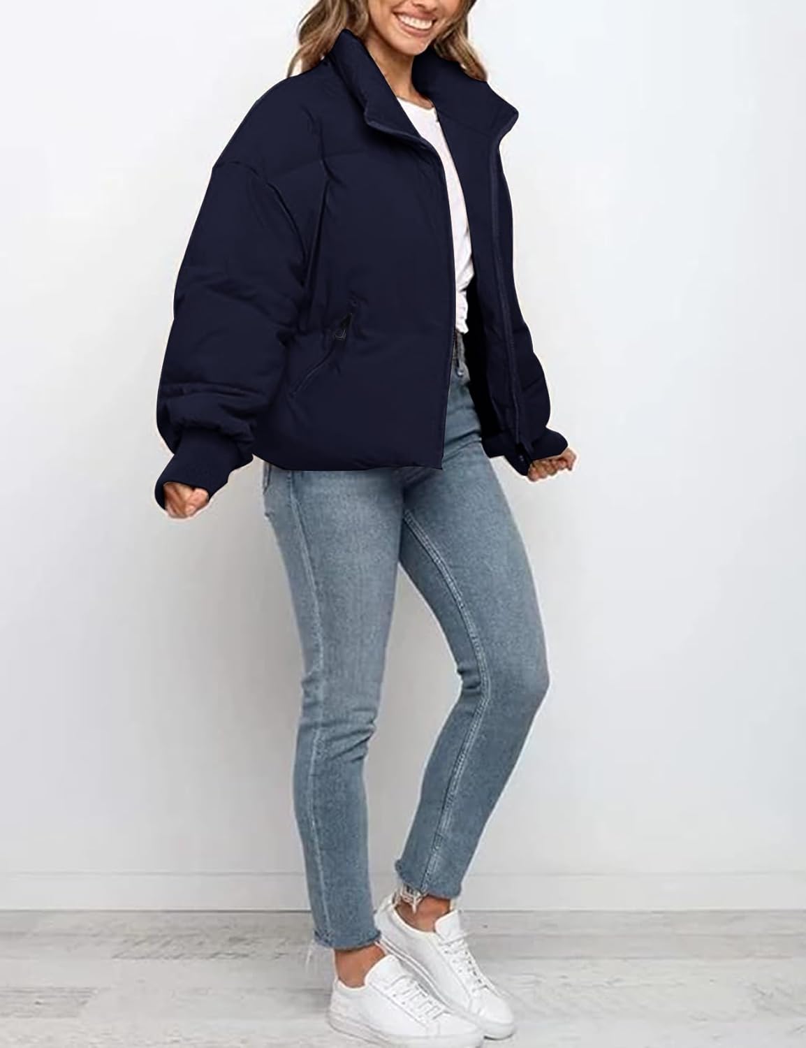 Gihuo Women's 2025 Cropped Quilted Puffer Jacket Short Warm Winter Coat