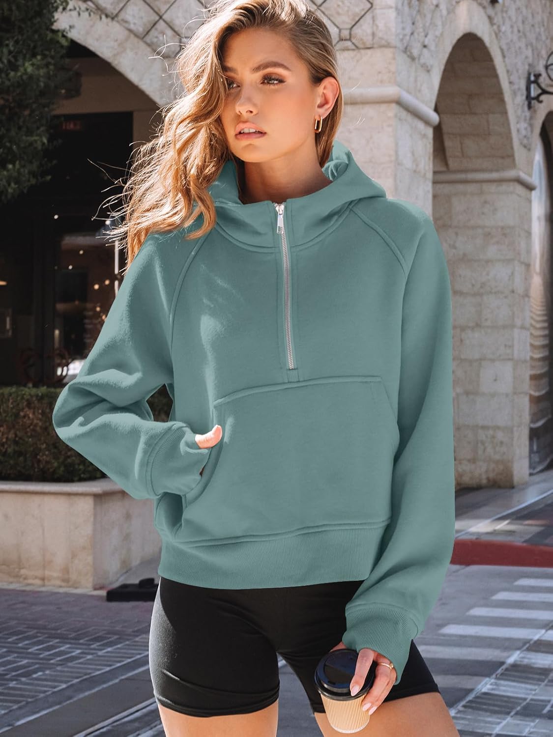 AUTOMET Women's Oversized Fleece Hoodie Zip-Up Sweatshirt Fall 2025 Y2K Workout and Winter Fashion Top