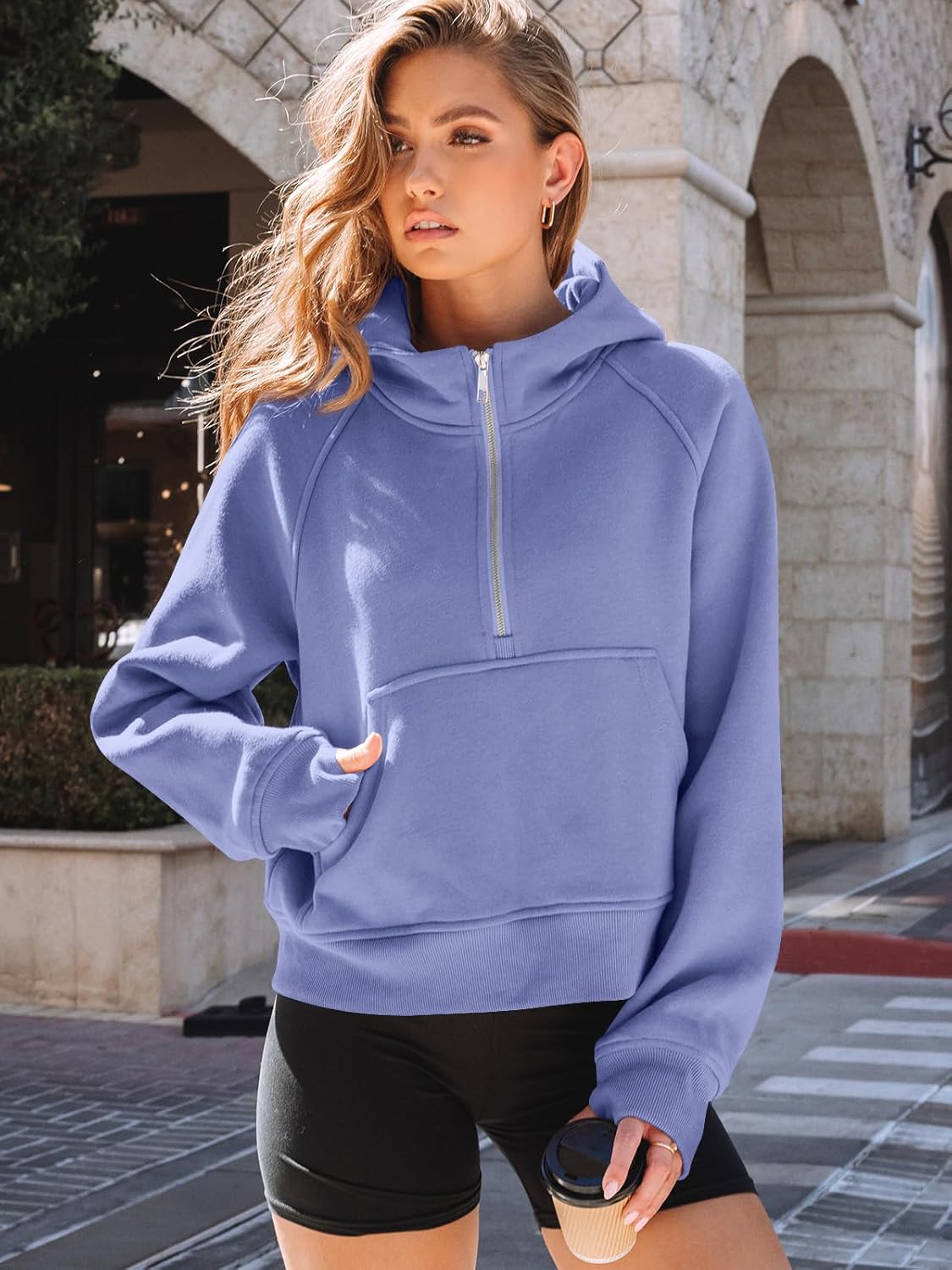 AUTOMET Women's Oversized Fleece Hoodie Zip-Up Sweatshirt Fall 2025 Y2K Workout and Winter Fashion Top