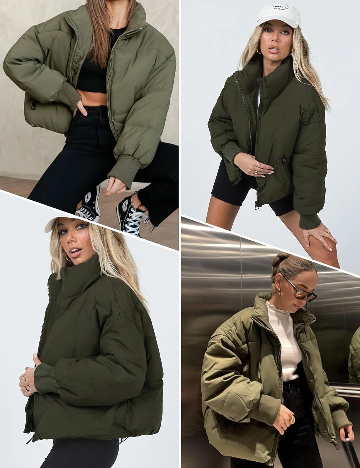 Gihuo Women's 2025 Cropped Quilted Puffer Jacket Short Warm Winter Coat