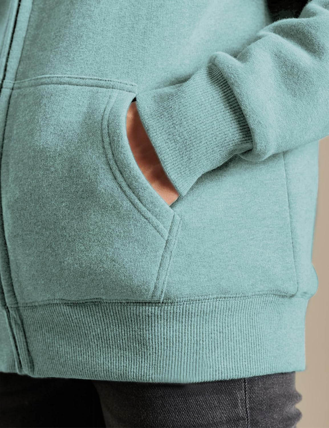 Yeokou Women's Casual Sherpa-Lined Full Zip Hoodie Jacket