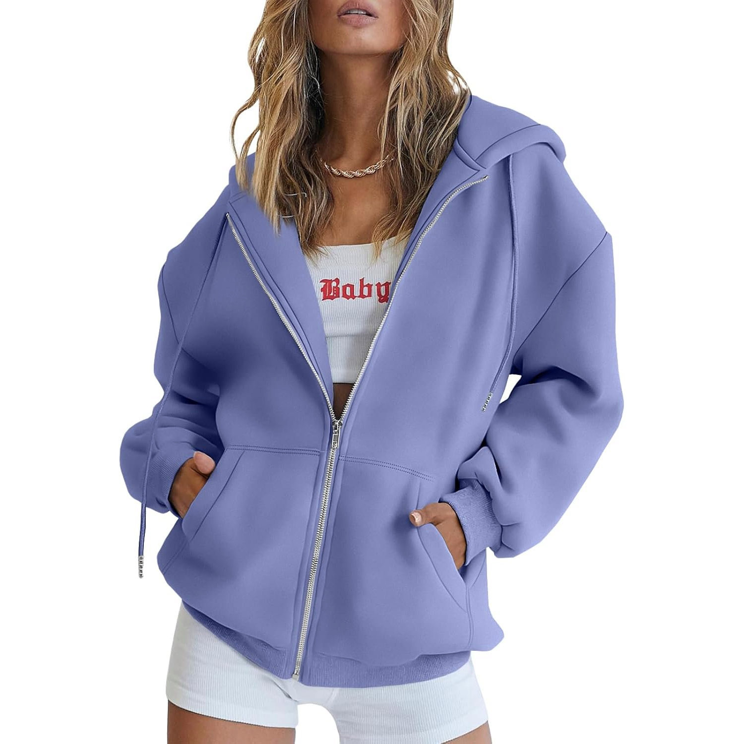 Trendy Queen Women's Oversized Zip-Up Hoodie Sweatshirt Fall 2025 School Fashion Casual Jacket Winter Outfit
