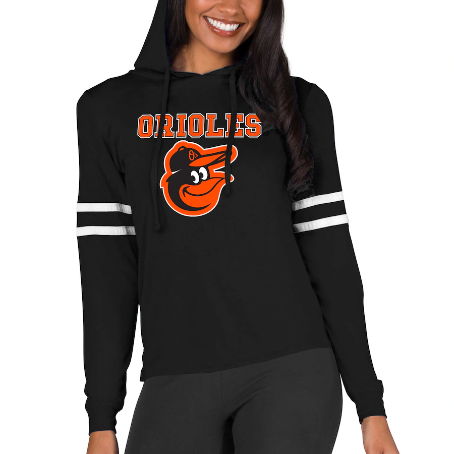 Women's Baltimore Orioles Concepts Sport Black Marathon Lightweight Lounge Pullover Hoodie
