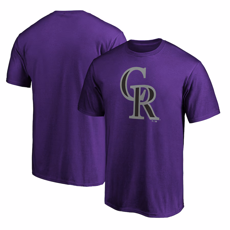 Men's Colorado Rockies Purple Secondary Color Primary Logo T-Shirt