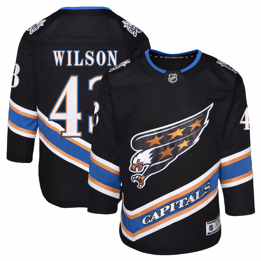 Youth Washington Capitals Tom Wilson Black Alternate 50th Anniversary Premier Player Jersey