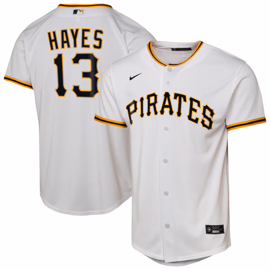 Youth Pittsburgh Pirates Ke'Bryan Hayes Nike White Home Replica Player Jersey