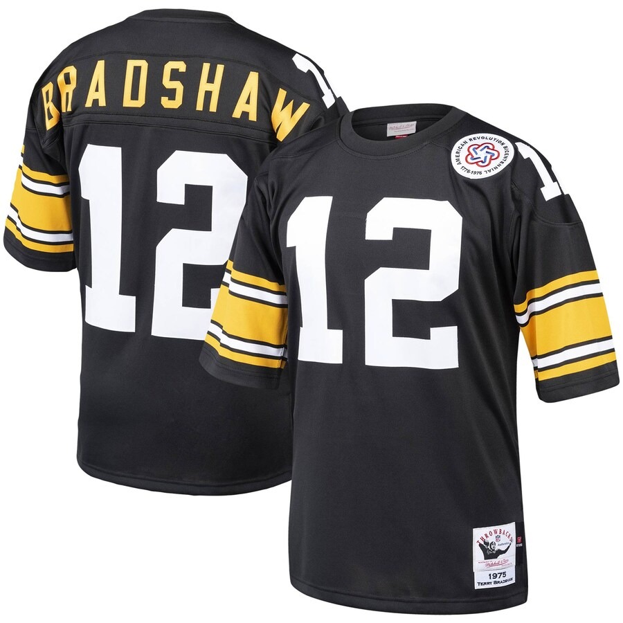 Men's Pittsburgh Steelers Terry Bradshaw Mitchell & Ness Black Authentic Throwback Retired Player Jersey