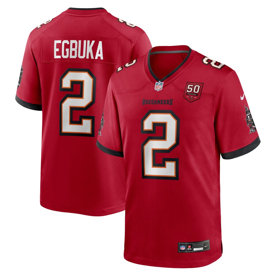 Men's Tampa Bay Buccaneers Emeka Egbuka Nike Red Team 50th Season Game Jersey