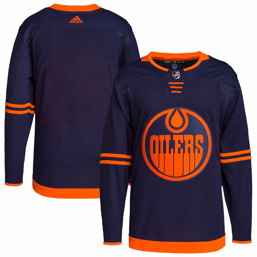 Men's Edmonton Oilers adidas Navy Alternate Primegreen Authentic Blank Jersey