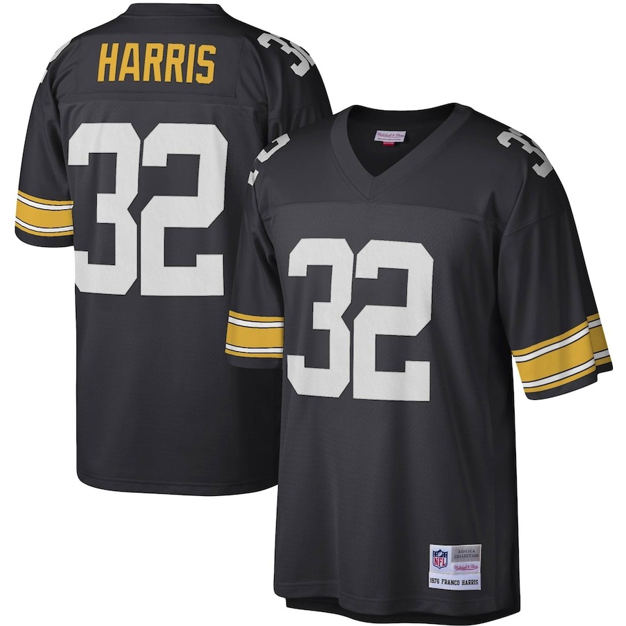 Men's Pittsburgh Steelers Franco Harris Mitchell & Ness Black Legacy Replica Jersey