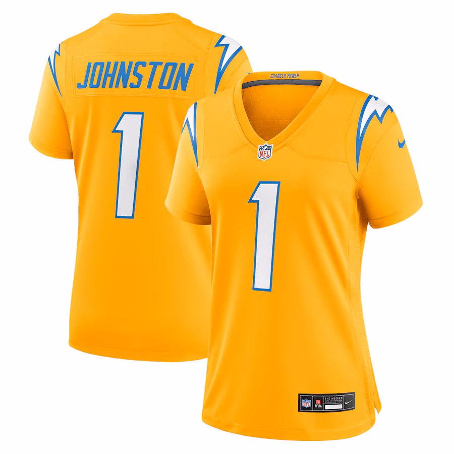 Women's Los Angeles Chargers Quentin Johnston Nike Gold Alternate Charger Power Game Jersey