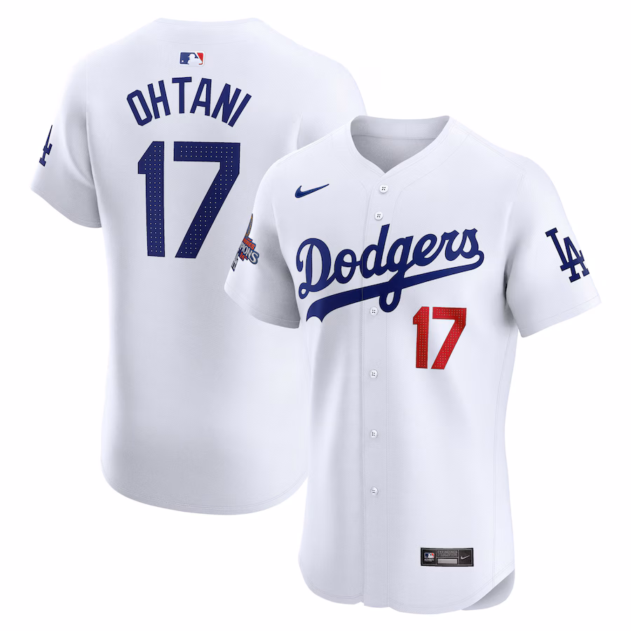 Men's Los Angeles Dodgers Shohei Ohtani Nike White 2024 World Series Champions Home Elite Player Jersey