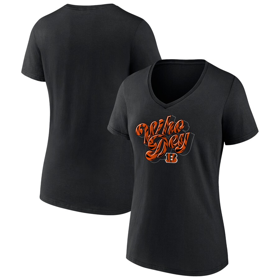 Women's Cincinnati Bengals Fanatics Black Back Home Again V-Neck T-Shirt
