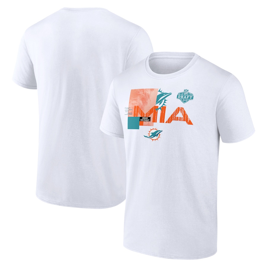 Men's Miami Dolphins White 2025 NFL Draft T-Shirt