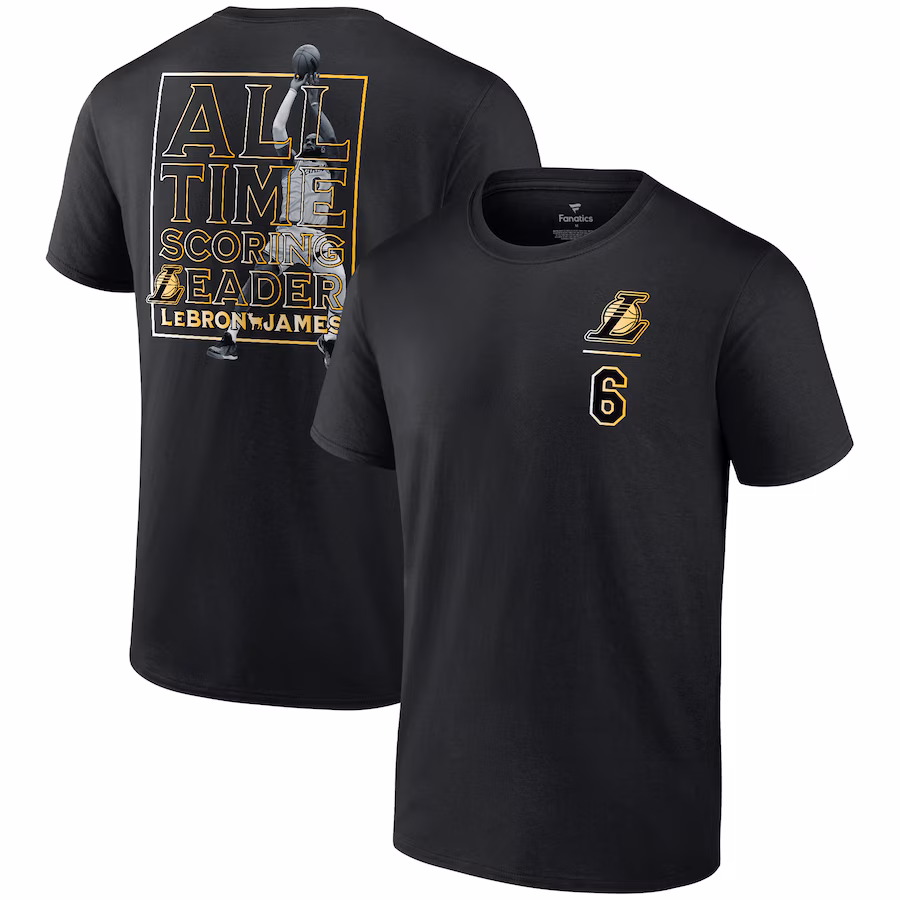 Men's Los Angeles Lakers LeBron James Black - NBA All-Time Scoring Record T-Shirt