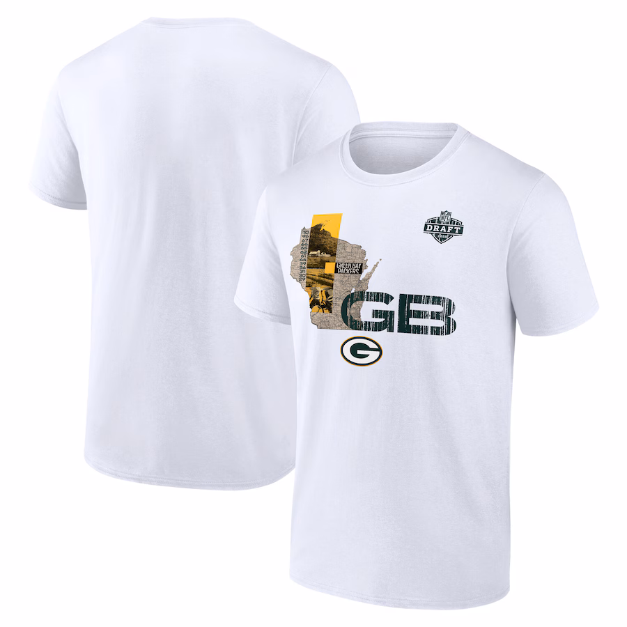 Men's Green Bay Packers White 2025 NFL Draft T-Shirt