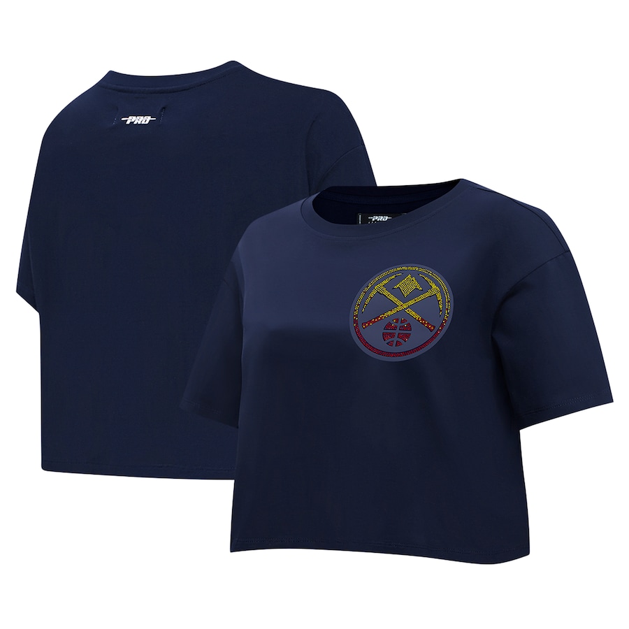 Women's Denver Nuggets Pro Standard Navy Jewels Boxy Cropped T-Shirt