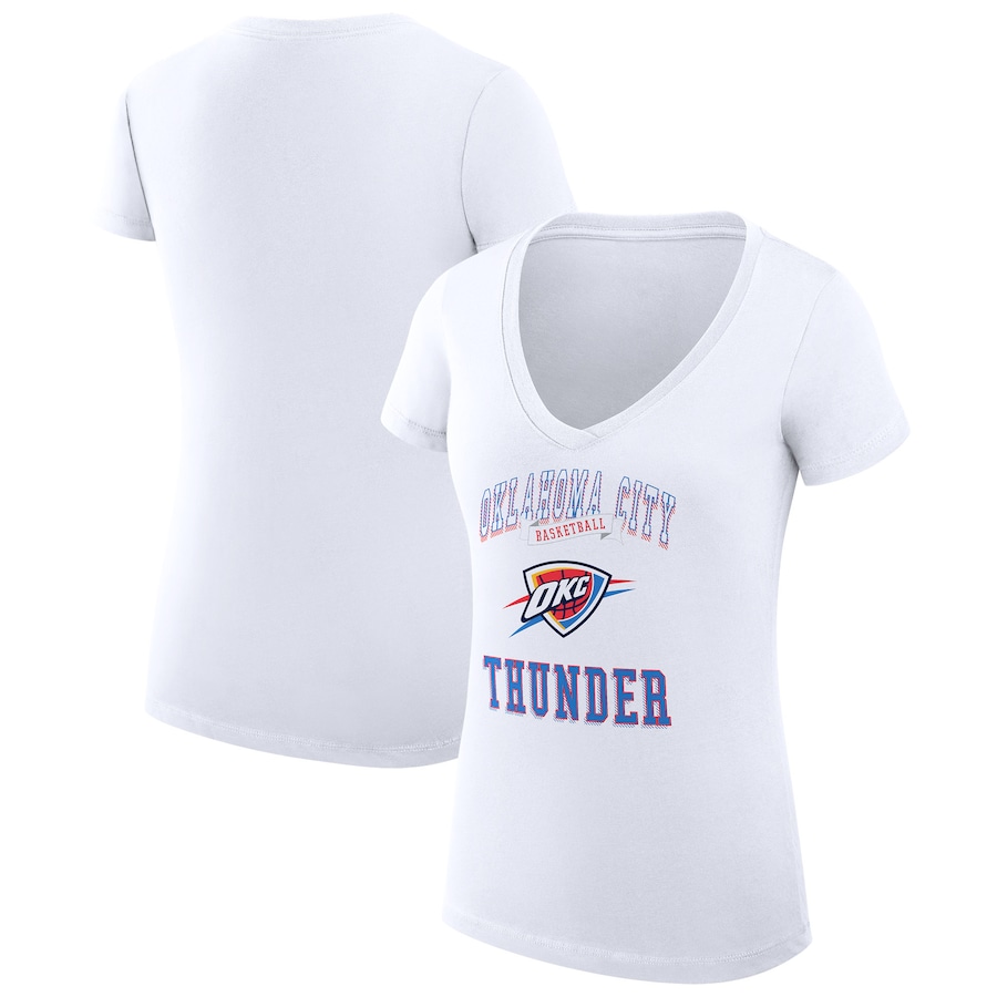 Women's Oklahoma City Thunder G-III 4Her by Carl Banks White Team Logo Fitted V-Neck T-Shirt