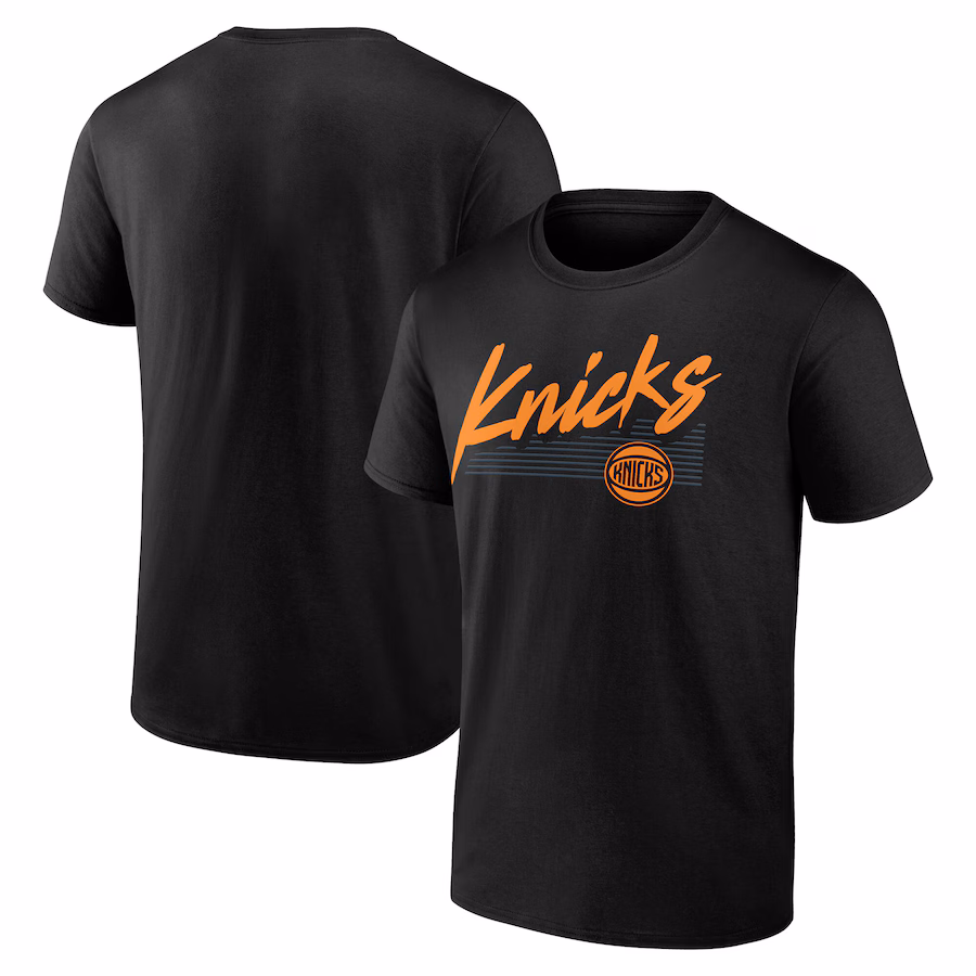 Men's New York Knicks Black Color Block Slant T-Shirt