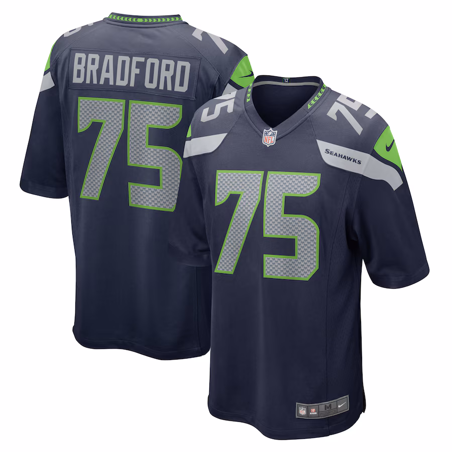 Men's Seattle Seahawks Anthony Bradford Nike College Navy Team Game Jersey