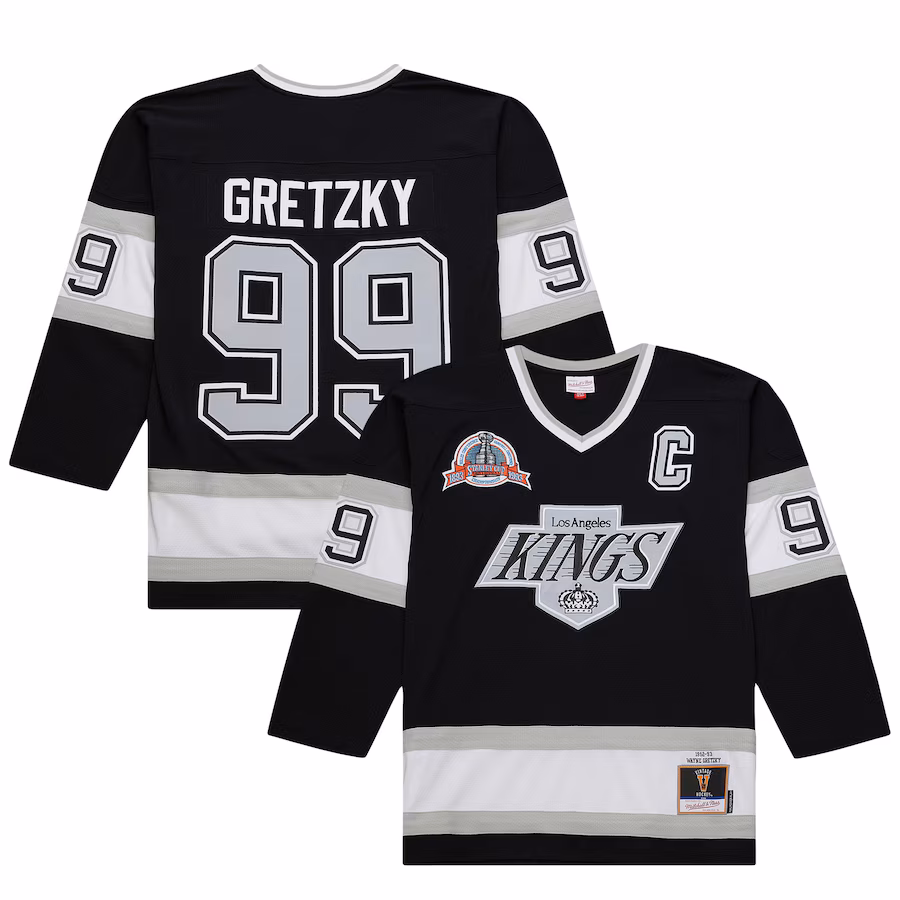 Men's Los Angeles Kings Wayne Gretzky Mitchell & Ness Black Big & Tall 1992/93 Blue Line 2.0 Jersey