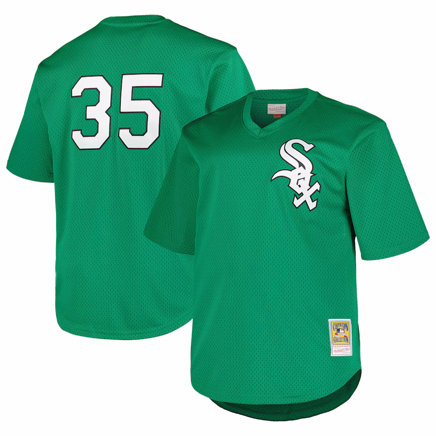 Men's Chicago White Sox Frank Thomas Profile Kelly Green Big & Tall Cooperstown Collection Mesh Batting Practice Jersey