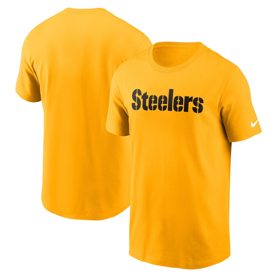 Men's Pittsburgh Steelers Nike Gold Primetime Wordmark Essential T-Shirt