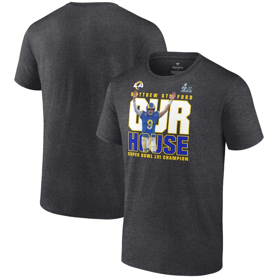 Men's Los Angeles Rams Matthew Stafford Fanatics Charcoal Super Bowl LVI Champions Hometown T-Shirt