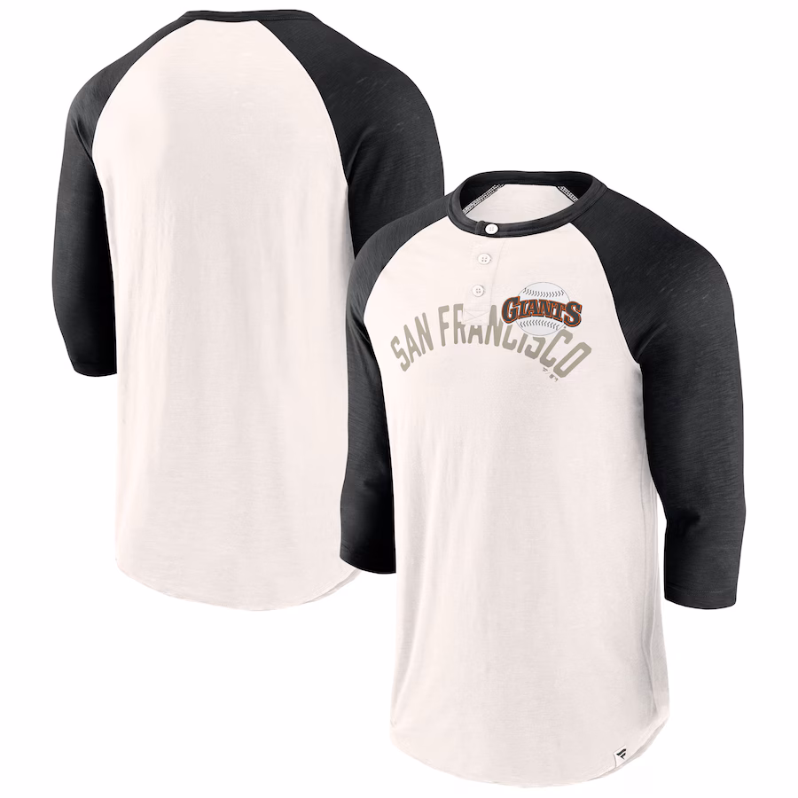 Men's San Francisco Giants Fanatics White/Black Backdoor Slider Raglan 3/4-Sleeve T-Shirt