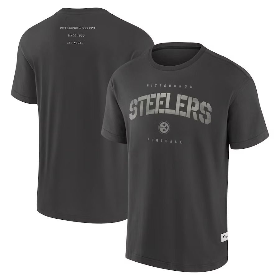 Men's Pittsburgh Steelers Fanatics Charcoal Elements Weathered Tonal Future Ground T-Shirt
