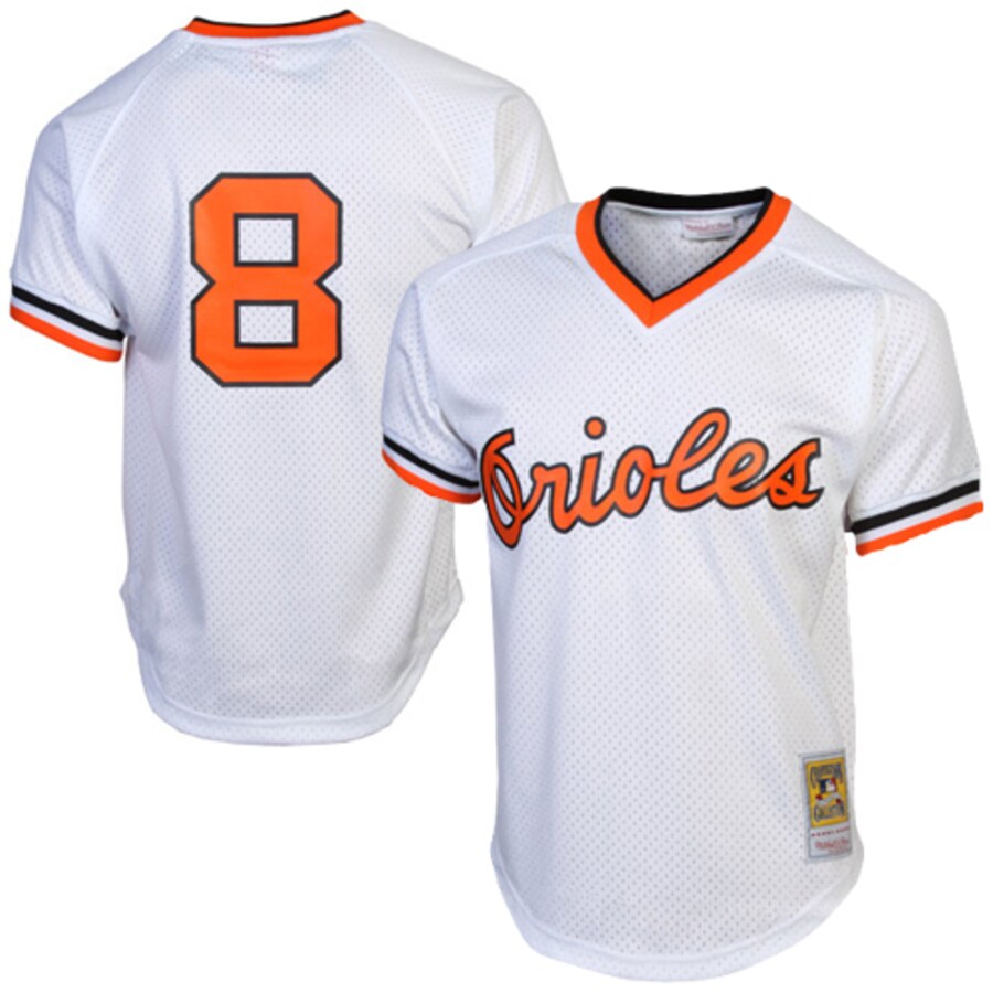 Men's Baltimore Orioles Cal Ripken Jr. Mitchell & Ness White 1985 Authentic Cooperstown Collection Batting Practice Jersey