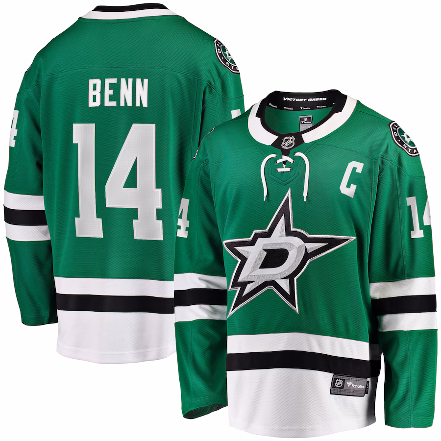 Men's Dallas Stars Jamie Benn Fanatics Kelly Green Captain Patch Home Breakaway Jersey