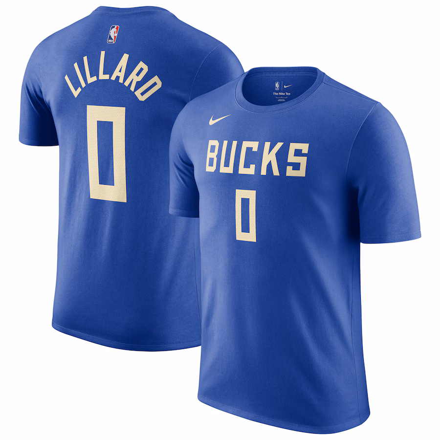 Men's Milwaukee Bucks Damian Lillard Nike Royal 2024/25 City Edition Name & Number T-Shirt