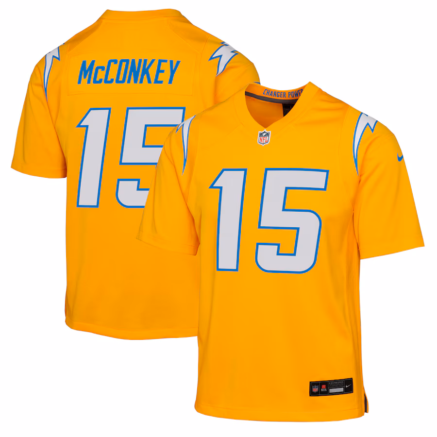 Youth Los Angeles Chargers Ladd McConkey Nike Gold Alternate Charger Power Game Player Jersey