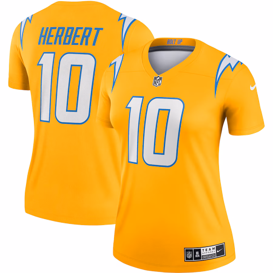 Women's Los Angeles Chargers Justin Herbert Nike Gold Inverted Legend Jersey